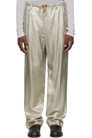 DRIES VAN NOTEN Silver Drawstring Trousers