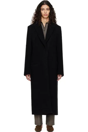 Totême Black Peaked Lapel Coat