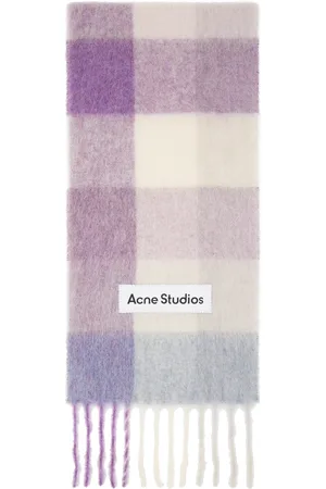 Acne Studios Purple & Off-White Mohair Checked Scarf