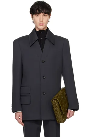 Bottega Veneta Gray Wool Stretch Tricotine Blazer