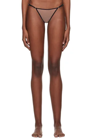 FLEUR DU MAL Beige Dragon Embroidery Cheeky Thong