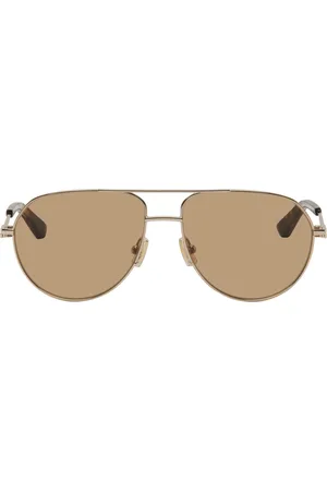 Bottega Veneta Gold Split Pilot Metal Sunglasses