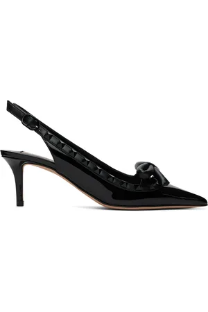 VALENTINO GARAVANI Black Rockstud Bow Slingback Heels