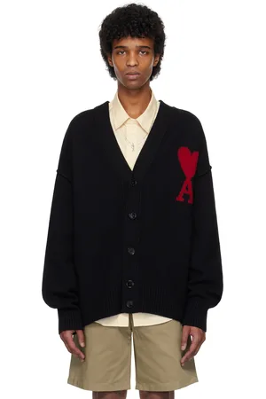 Ami Black Wool Ami de Coeur Cardigan