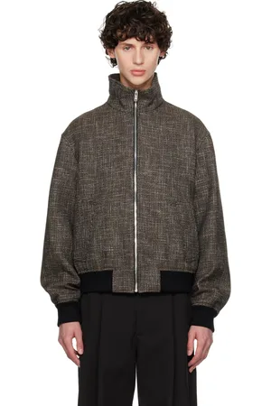 Bottega Veneta Black & Brown Houndstooth Bomber Jacket