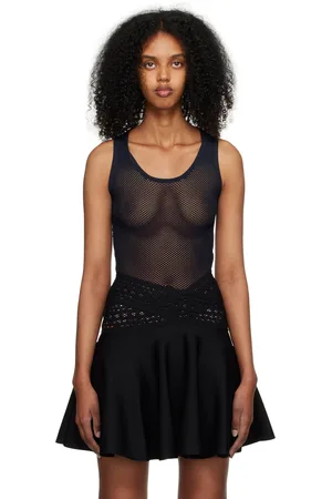 Alaïa Navy Scoop Neck Bodysuit