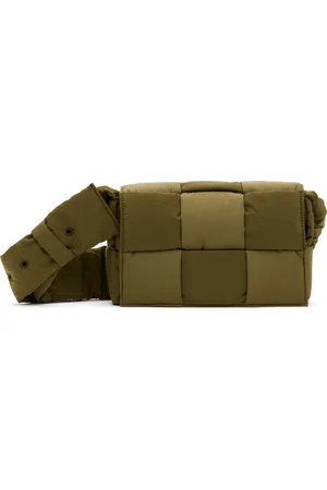 Bottega Veneta Khaki Small Tech Cassette Messenger Bag