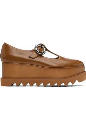 Stella McCartney Tan Elyse T-Bar Platform Mary Jane Derbys