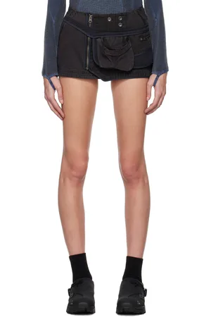 Hyein Seo Black & Gray Patchwork Waist Bag Miniskirt