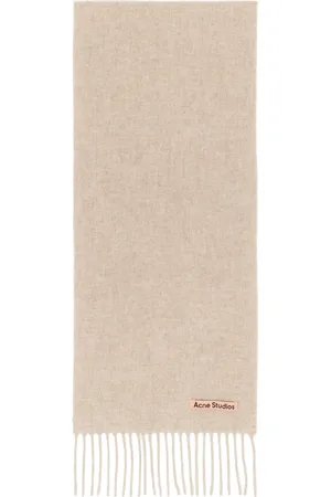 Acne Studios Beige Skinny Fringe Wool Scarf