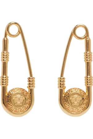 VERSACE Gold Safety Pin Earrings