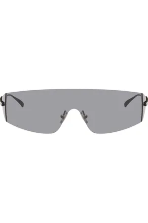 Bottega Veneta Black Futuristic Shield Sunglasses