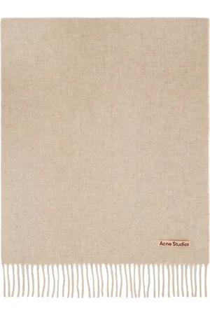 Acne Studios Beige Oversized Fringe Wool Scarf