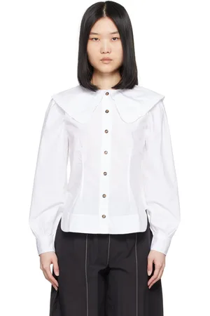 Ganni White Frill Collar Shirt