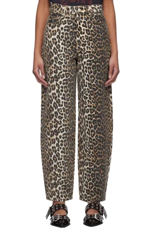 Ganni Brown Leopard Denim Stary Jeans