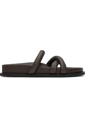 St Agni Brown Soft Cross Strap Slippers