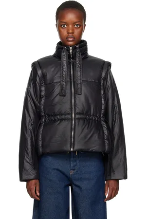 Ganni Black Embroidered Puffer Jacket
