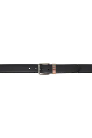 Paul Smith Black Signature Stripe Keeper Leather Belt