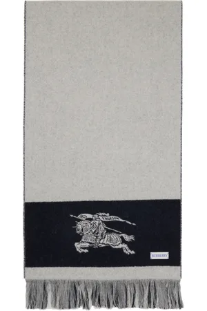 Burberry Gray EKD Logo Wool Scarf