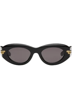Bottega Veneta Black Mitre Oval Sunglasses