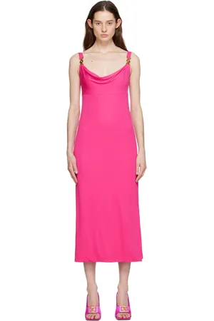 VERSACE Pink Cowl Neck Maxi Dress