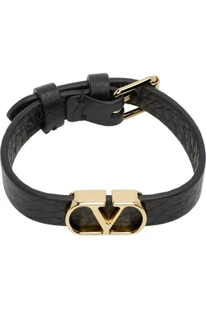 VALENTINO GARAVANI Black VLogo Signature Grainy Calfskin Bracelet