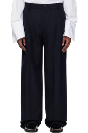 DRIES VAN NOTEN Navy Wool Serge Trousers