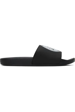 VERSACE Black Embossed Pool Slides