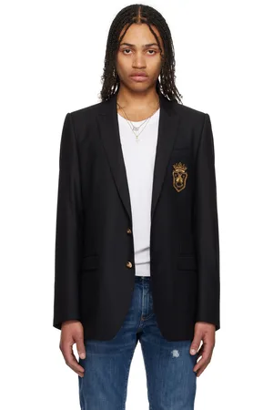 Dolce & Gabbana Black Patch Single-Breasted Wool & Silk Blazer