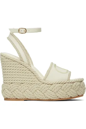 VALENTINO GARAVANI Off-White VLogo Torchon Wedge Sandals