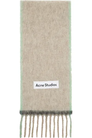 Acne Studios Beige & Green Wool Mohair Narrow Scarf