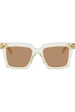 Bottega Veneta Beige Square Thick Acetate Sunglasses