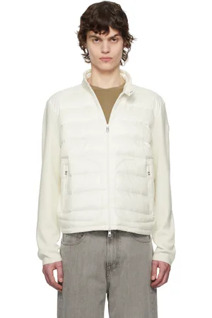 Moncler White Padded Wool Zip-Up Down Jacket