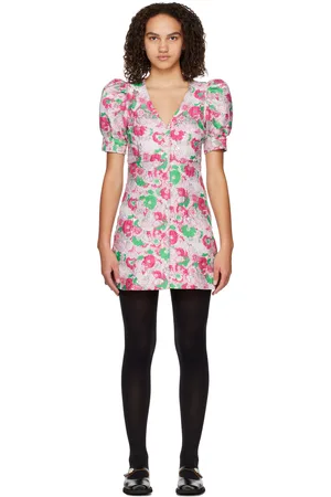 Ganni Silver & Pink Floral Minidress