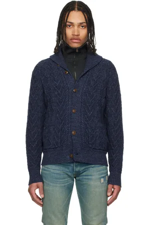 Ralph Lauren Navy Aran-Knit Cotton Cardigan
