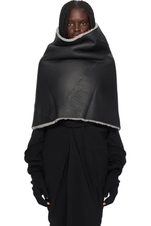 Rick Owens Black Porterville Cowl Shearling Shrug