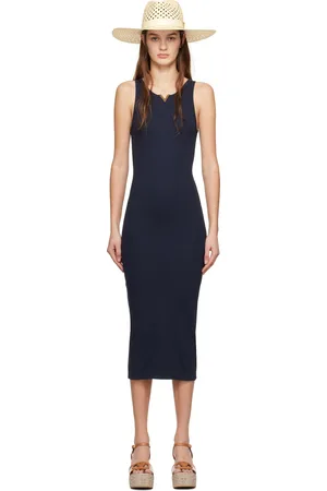 VALENTINO Navy Scoop Neck Midi Dress