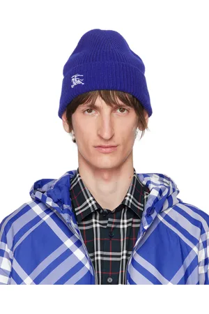 Burberry Blue Ribbed Cashmere Beanie