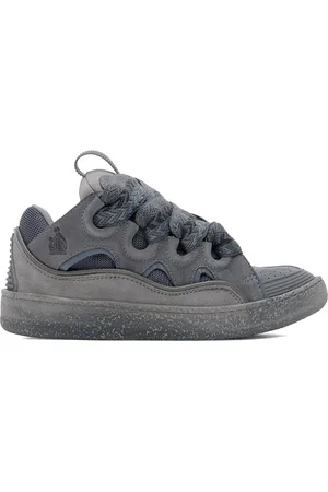 Lanvin Gray Leather Curb Sneakers