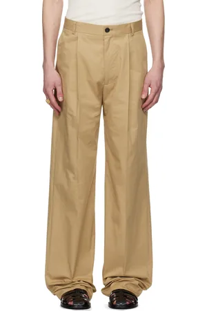 DRIES VAN NOTEN Beige Pleated Trousers