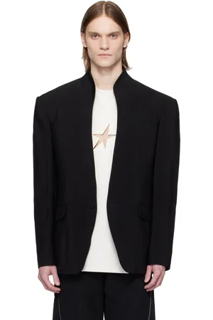 MUGLER Black Collarless Tailored Blazer