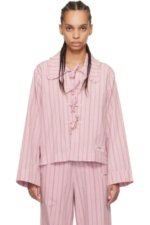 Ganni Pink Stripe Cotton Pyjama Shirt