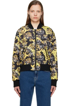 VERSACE Black Reversible Graphic Bomber Jacket