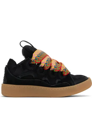 Lanvin Black Leather Curb Sneakers