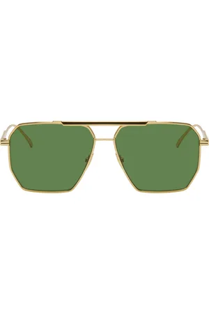 Bottega Veneta Gold Navigator Metal Sunglasses