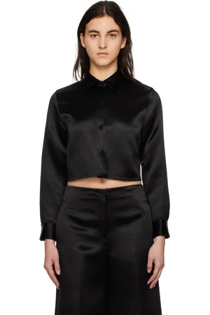 THEORY Black Cropped Shirt