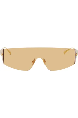 Bottega Veneta Gold Futuristic Shield Sunglasses