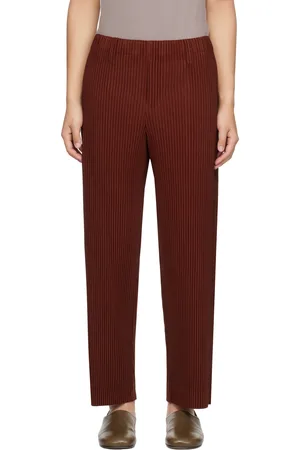 Issey Miyake Red Tailored Pleats 2 Trousers
