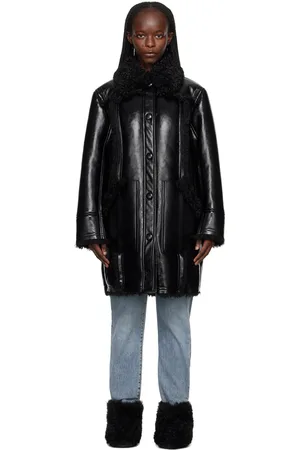Stand Studio Black Ramona Faux-Leather Coat