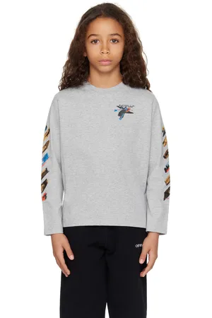 OFF-WHITE Kids Gray Paint Arrow Long-Sleeved T-shirt